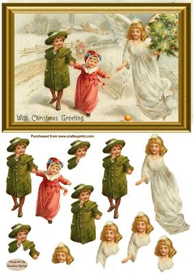 Angel at Christmas Decoupage Topper