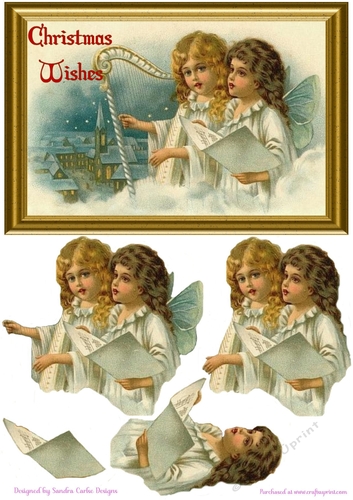 Christmas Angels Sing Decoupage Topper