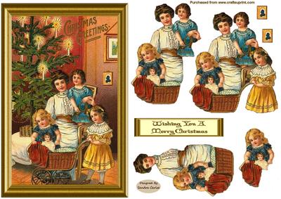 Vintage Family Christmas Decoupage Topper