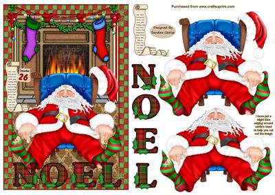 Santa in Front of the Fire Decoupage Card Front