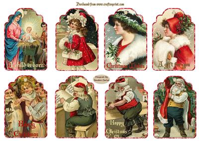 8 Vintage Christmas Gift Tags