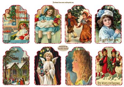 8 Christmas Vintage Gift Tags
