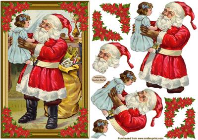Father Christmas Decoupage Card Front