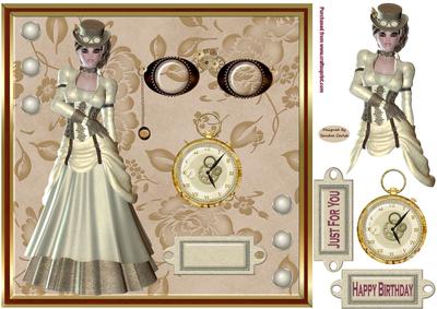 Steampunk Lady Decoupage Topper