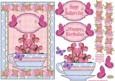 Glitter Butterflies & Flowers Card Front