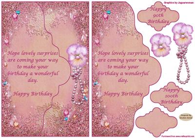 Pretty 90th & 100th Birthday Card Front