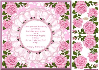 Pretty Flowers & Lace 8x8ins Card Front