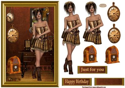 Steampunk Girl Card Front