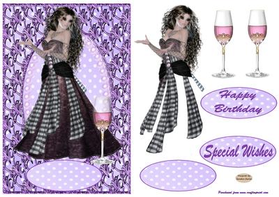 Lady in Purple Decoupage Topper
