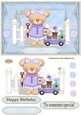 Suzy Bear in the Garden Topper