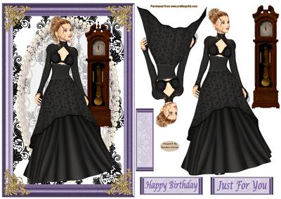 Lady in Black Decoupage Topper