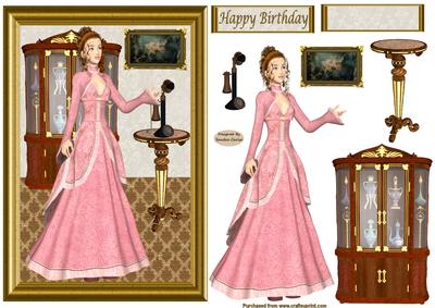 Lady in Pink Decoupage Topper