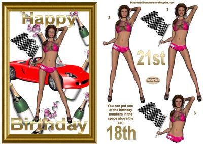 Hot Racing Decoupage Card Front