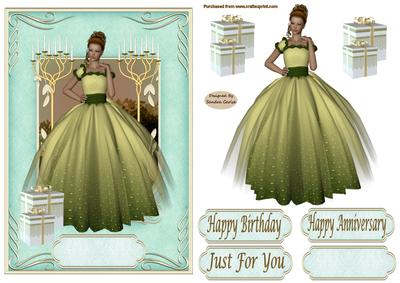 Lady in Green Decoupage Topper 1