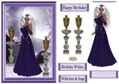 Lady in Purple Decoupage Topper