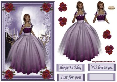 Lady in Purple Decoupage Topper 1