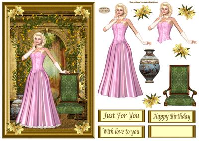 Lady in Pink Decoupage Topper 1
