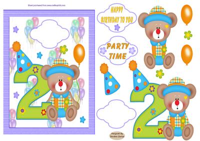 Happy 2nd Birthday Decoupage Card Front