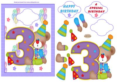 Happy 3rd Birthday Decoupage Topper