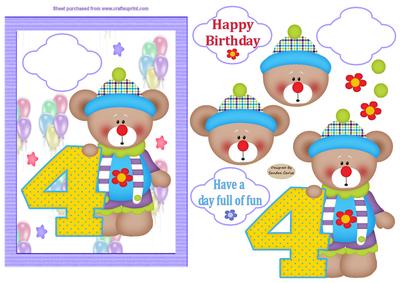 Happy 4th Birthday Decoupage Topper