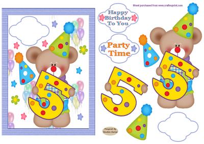 Happy 5th Birthday Decoupage Topper