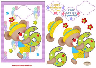 Happy 6th Birthday Decoupage Topper