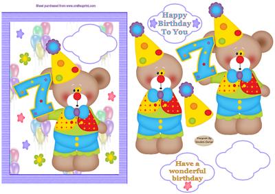 Happy 7th Birthday Decoupage Topper