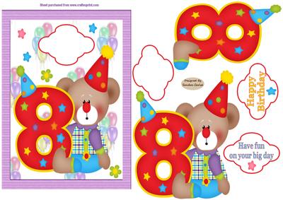 Happy 8th Birthday Decoupage Topper