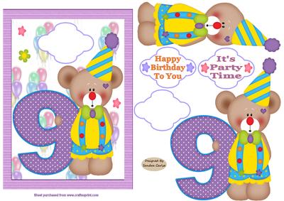 Happy 9th Birthday Decoupage Topper