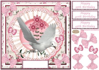 Pretty Floral Birthday Decoupage Card Front1
