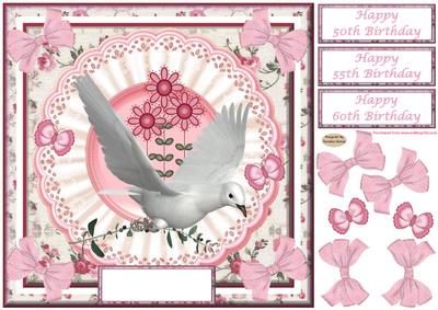 Pretty Floral Birthday Decoupage Card Front2