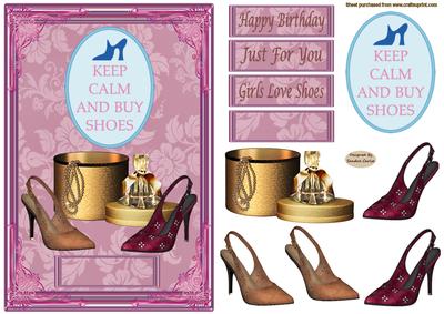 Girls Love Shoes Decoupage Card Front