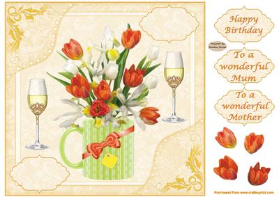 Pretty Flowers with Wine Decoupage Topper