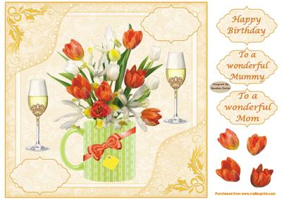 Pretty Flowers with Wine Decoupage Topper 1