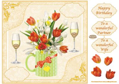 Pretty Flowers with Wine Decoupage Topper 5
