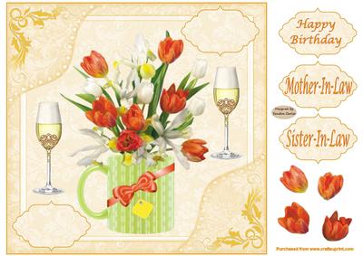 Pretty Flowers with Wine Decoupage Topper 8