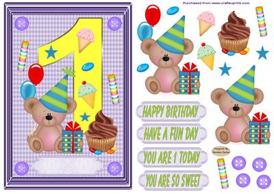 Happy 1st Birthday decoupage topper