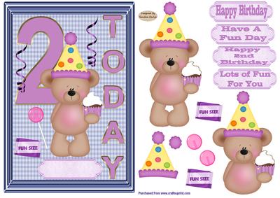 Happy 2nd Birthday childrens decoupage topper