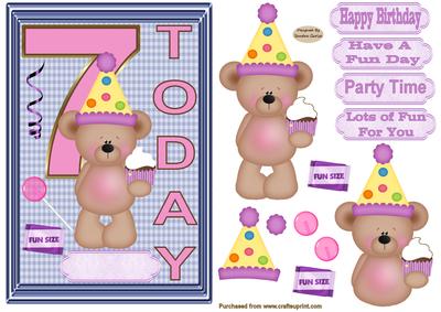 Happy 7th Birthday childrens decoupage Topper