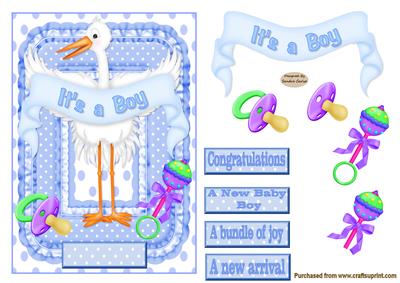 Its a Boy Decoupage Topper