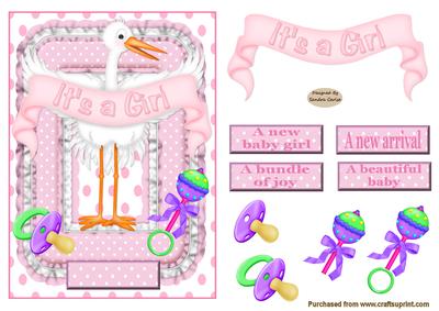 Its a Girl Decoupage Topper