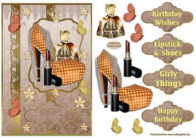 Lipstick & Shoes Decoupage Card Front