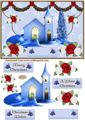 Christmas Church Scene Decoupage Topper