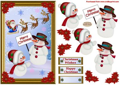 Christmas Santa & Snowman Decoupage Topper 1