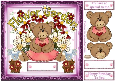 8x8ins Flower Garden Decoupage Card Front