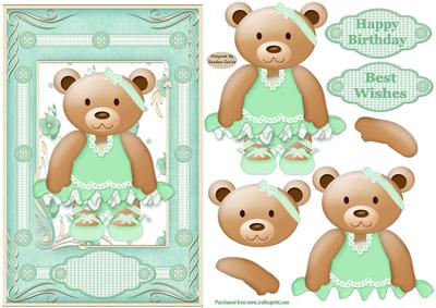 Pretty in Green Ballerina Card Front