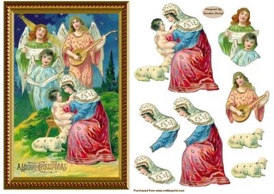 Baby Jesus Decoupage Christmas Card Front