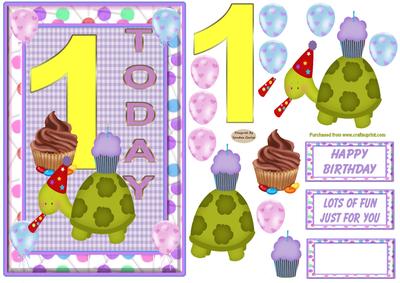 Happy 1st Birthday Decoupage Card Front