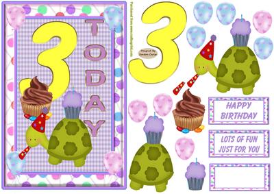 Happy 3rd Birthday Decoupage Card Front