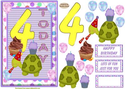 Happy 4th Birthday Decoupage Card Front